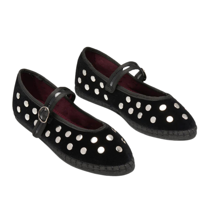 FLABELUS | MAE Velvet Pumps | Black Silver