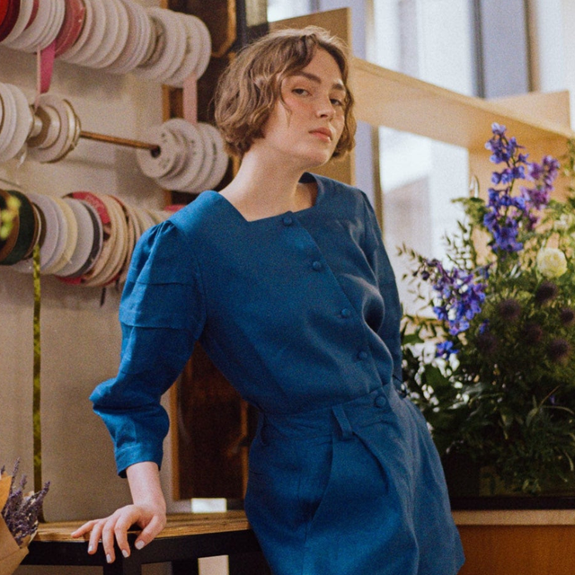 Jennifer Slattery | NANCY Linen Blouse | Blue