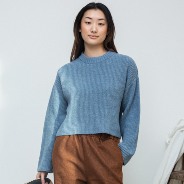 Beaumont Organic | LEO Recycled Wool Jumper | Blue