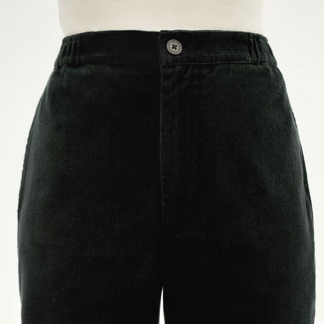 Thinking Mu | MAIA Microcorduroy Trousers | Black