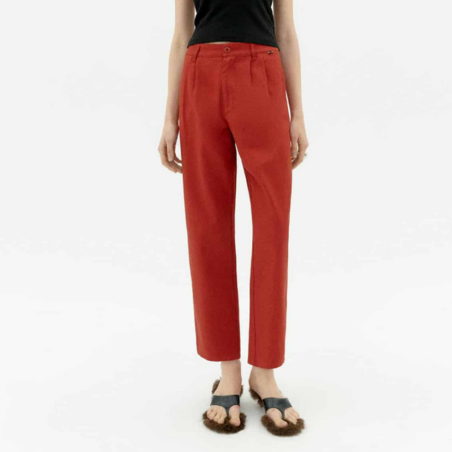 Thinking Mu | Rina Hemp Trouser | Orange Red