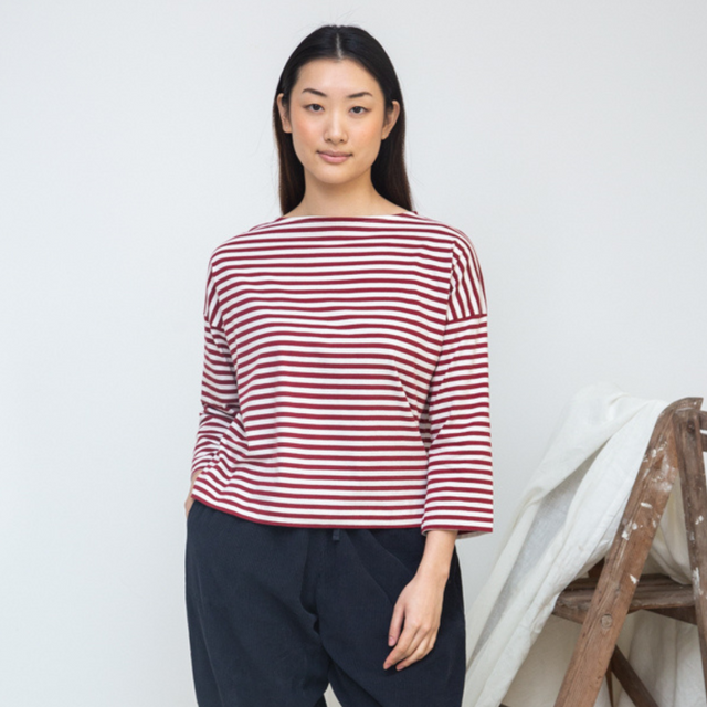 Beaumont Organic | LEIA-SUE Top | Burgundy Stripe