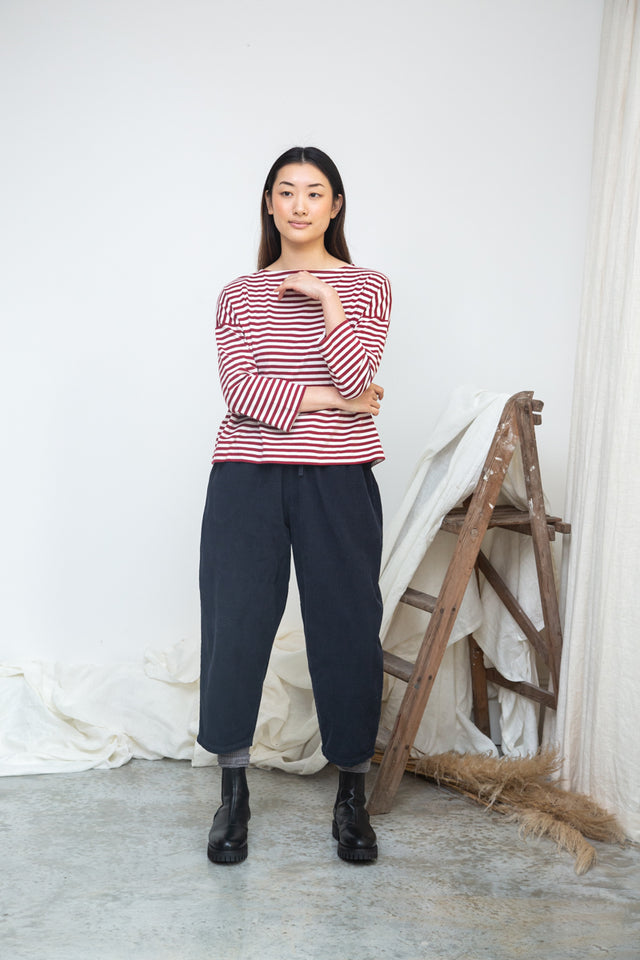 Beaumont Organic | LEIA-SUE Top | Burgundy Stripe