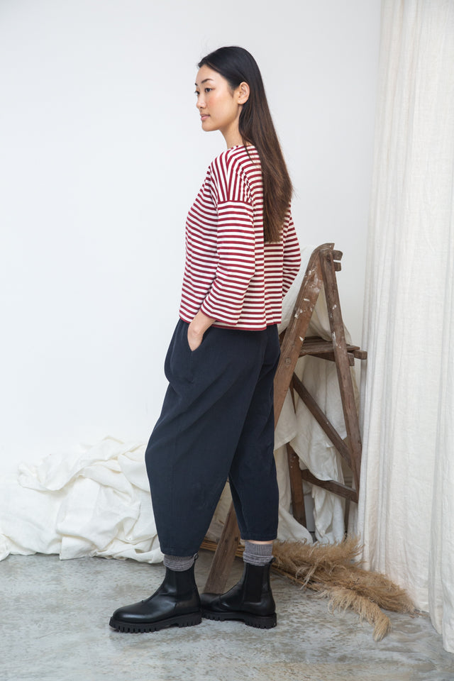 Beaumont Organic | LEIA-SUE Top | Burgundy Stripe