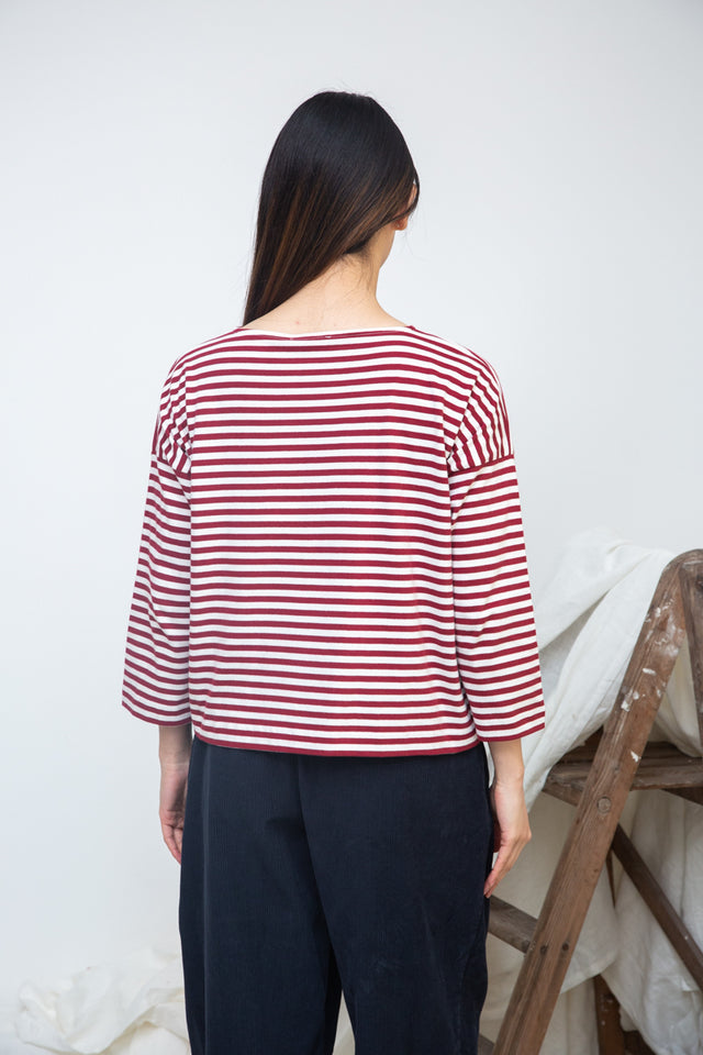 Beaumont Organic | LEIA-SUE Top | Burgundy Stripe