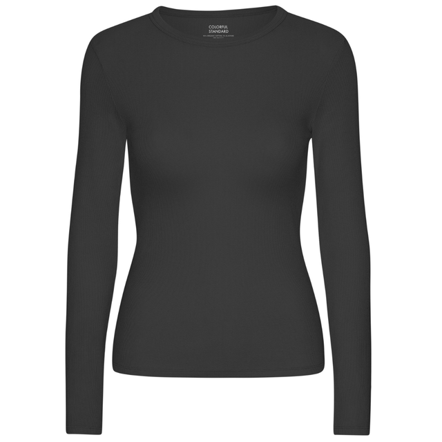 Colorful Standard | Rib Long Sleeve Top | Deep Black