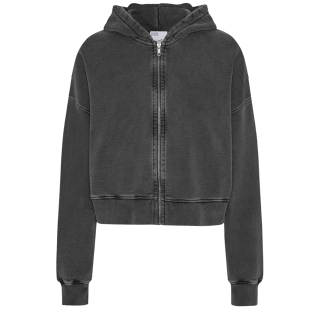 Colorful Standard | Crop Zip Hood | Faded Black