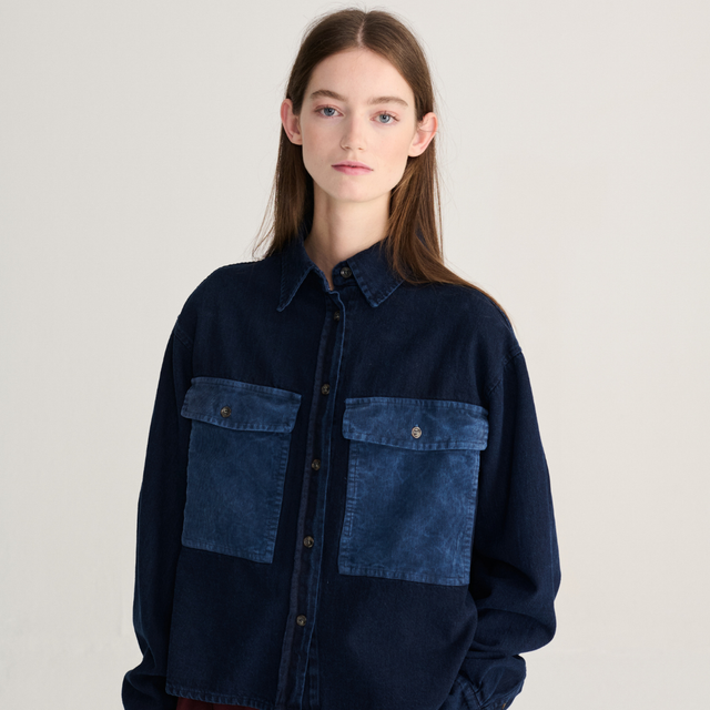 Bobo Choses | Big Corduroy Pockets Denim Shirt