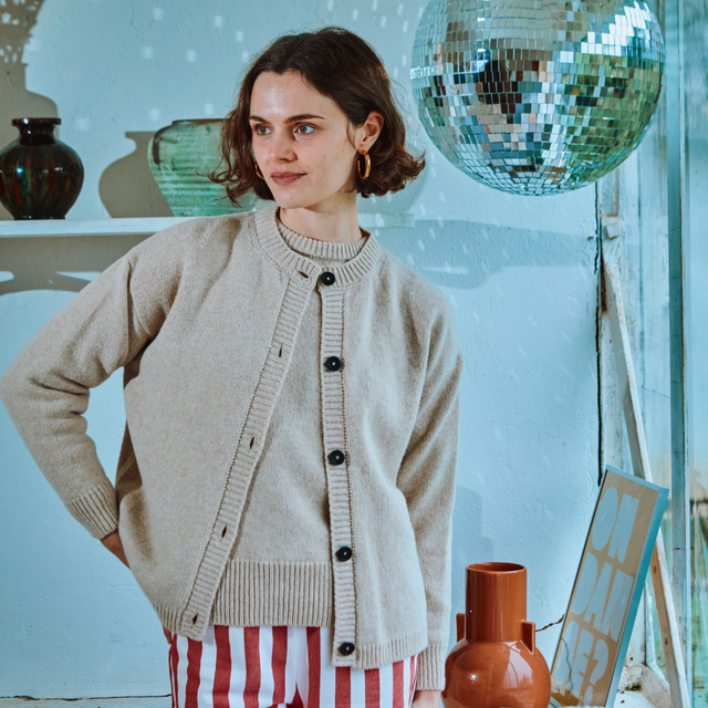 Poudre Organic | PÉTALE Wool Cardigan | Natural Beige