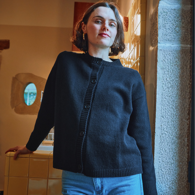 Poudre Organic | PÉTALE Wool Cardigan | Navy
