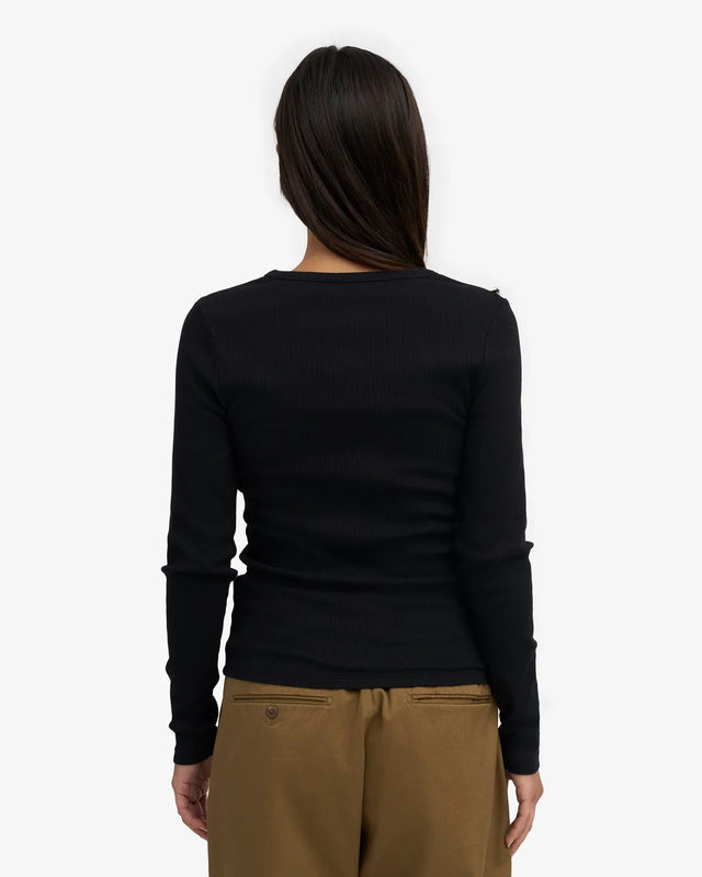 Colorful Standard | Rib Long Sleeve Top | Deep Black