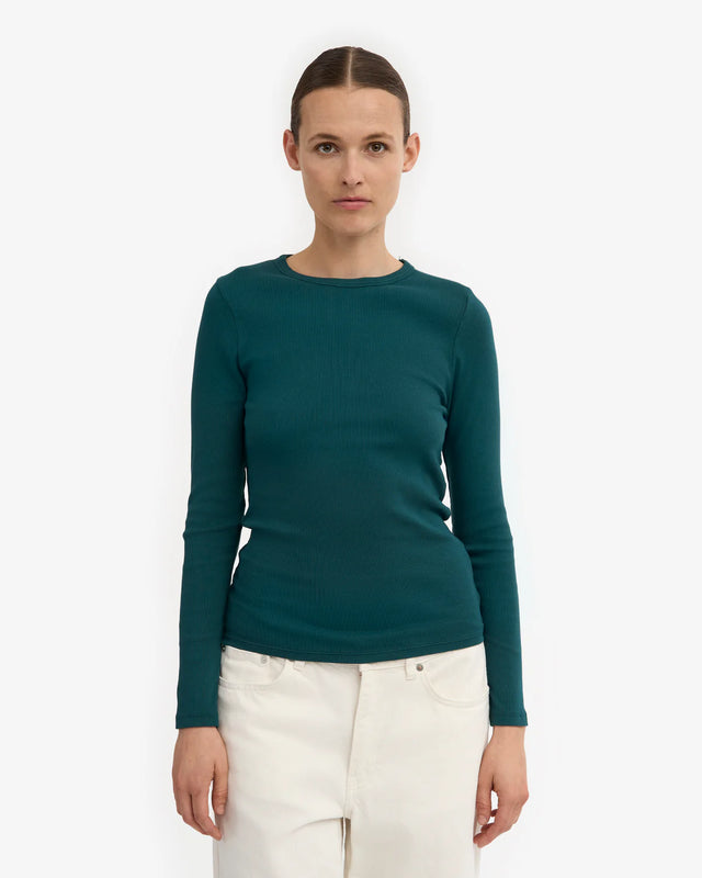 Colorful Standard | Rib Long Sleeve Top | Ocean Green
