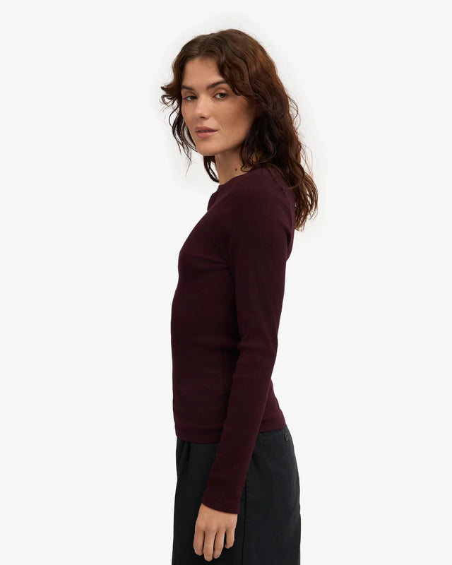 Colorful Standard | Rib Long Sleeve Top | Oxblood Red