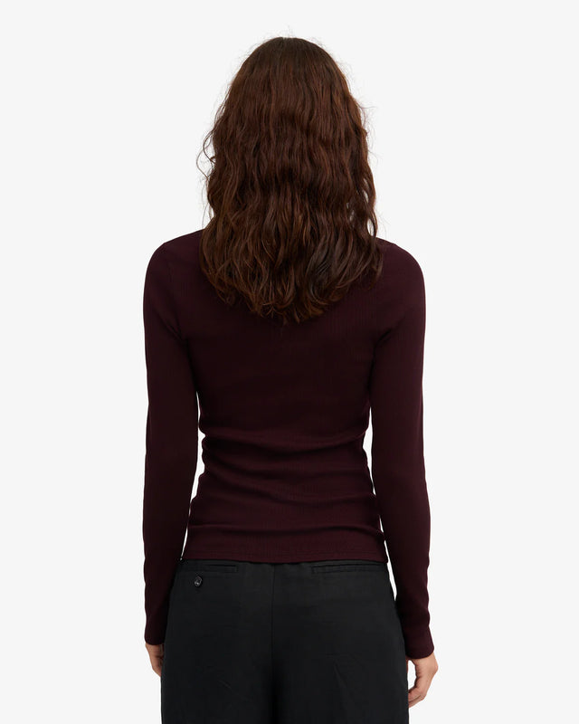 Colorful Standard | Rib Long Sleeve Top | Oxblood Red