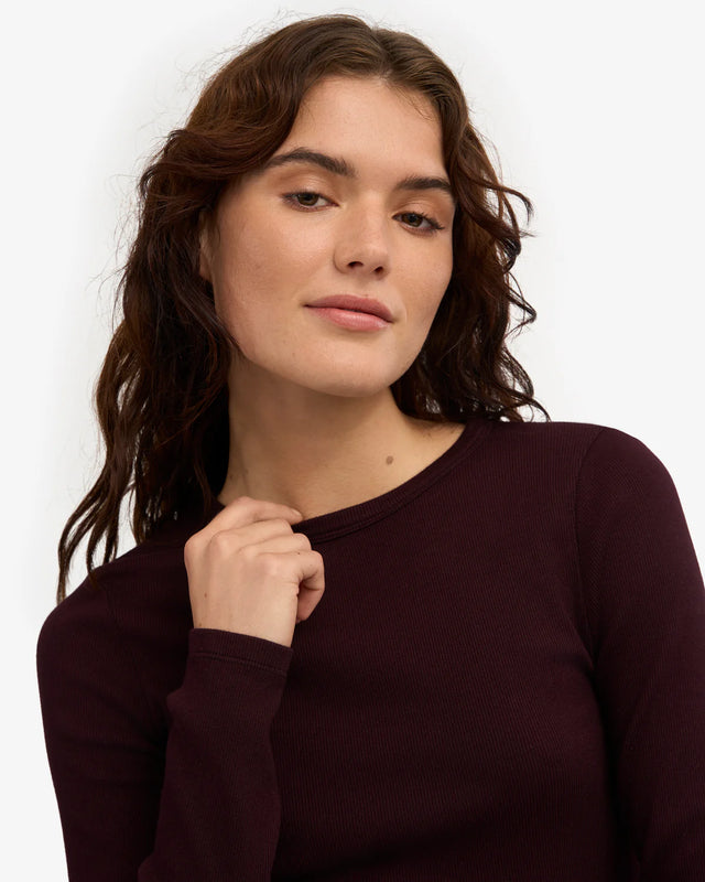 Colorful Standard | Rib Long Sleeve Top | Oxblood Red