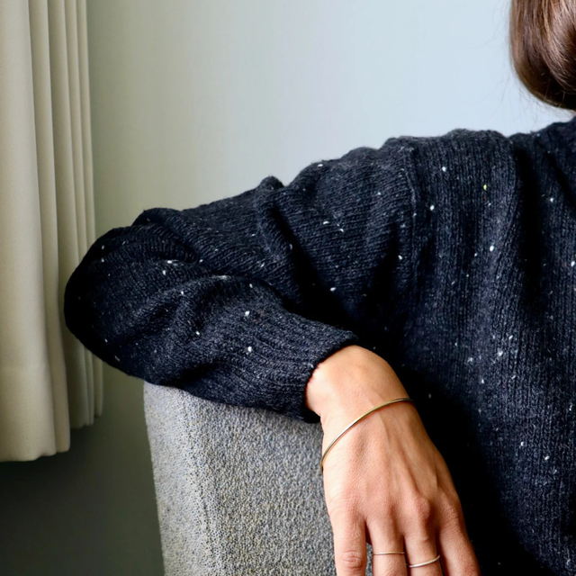 Poudre Organic | PETALE Wool Cardigan | Speckled Black