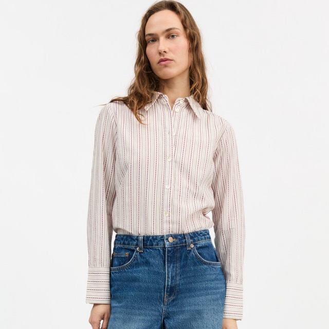 Skall Studio | FAUNA Shirt | Raspberry/Cream stripe
