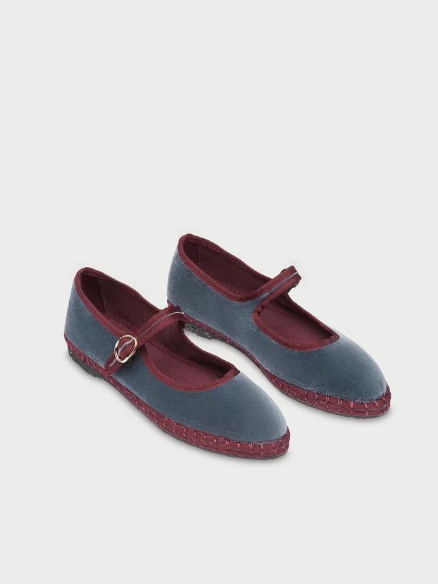 FLABELUS | GEORGINA Velvet Pumps | Grey/Burgundy