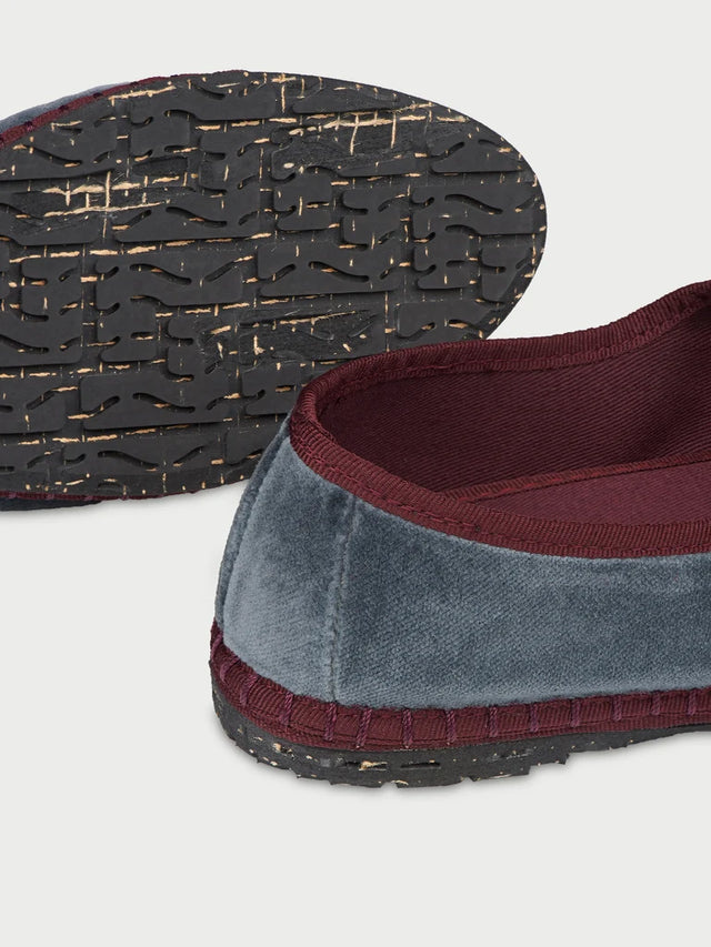 FLABELUS | GEORGINA Velvet Pumps | Grey/Burgundy