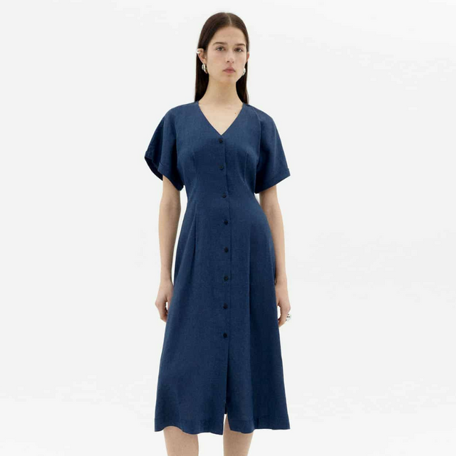 Thinking Mu | LAURA Hemp Dress | Navy