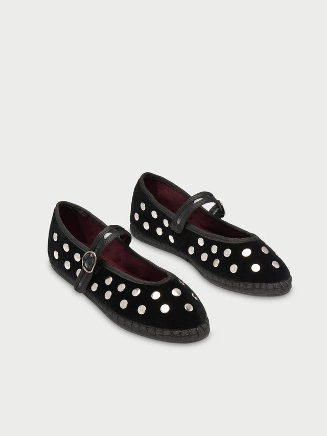 FLABELUS | MAE Velvet Pumps | Black Silver