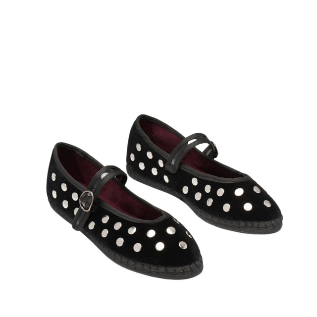 FLABELUS | MAE Velvet Pumps | Black Silver