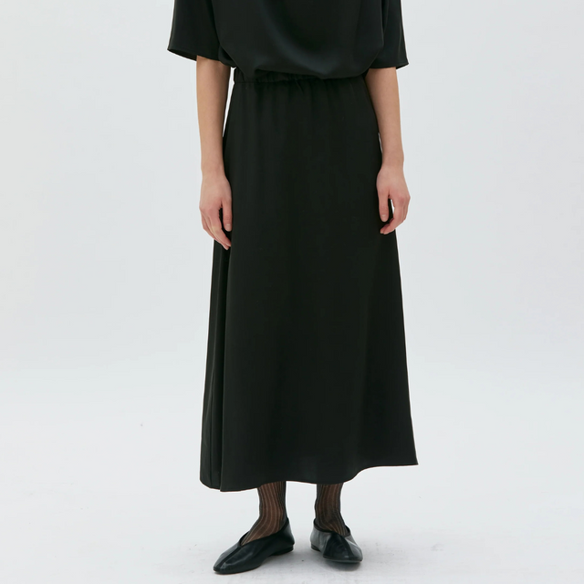 MASKA | VENLA Satin Skirt | Deep Night Blue