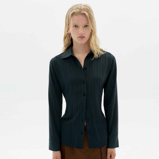 Thinking Mu | KATHA Blouse | Dark Green