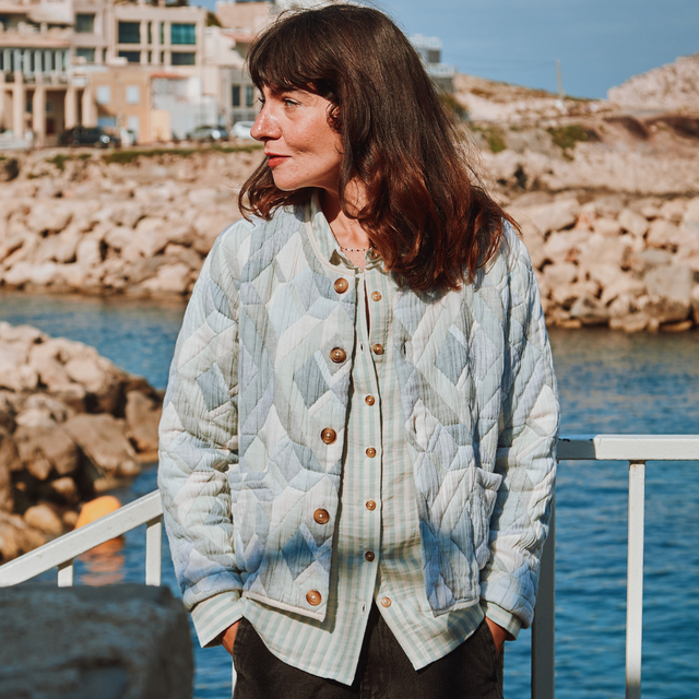 Poudre Organic | VESTE ANIS | Blue Patchwork