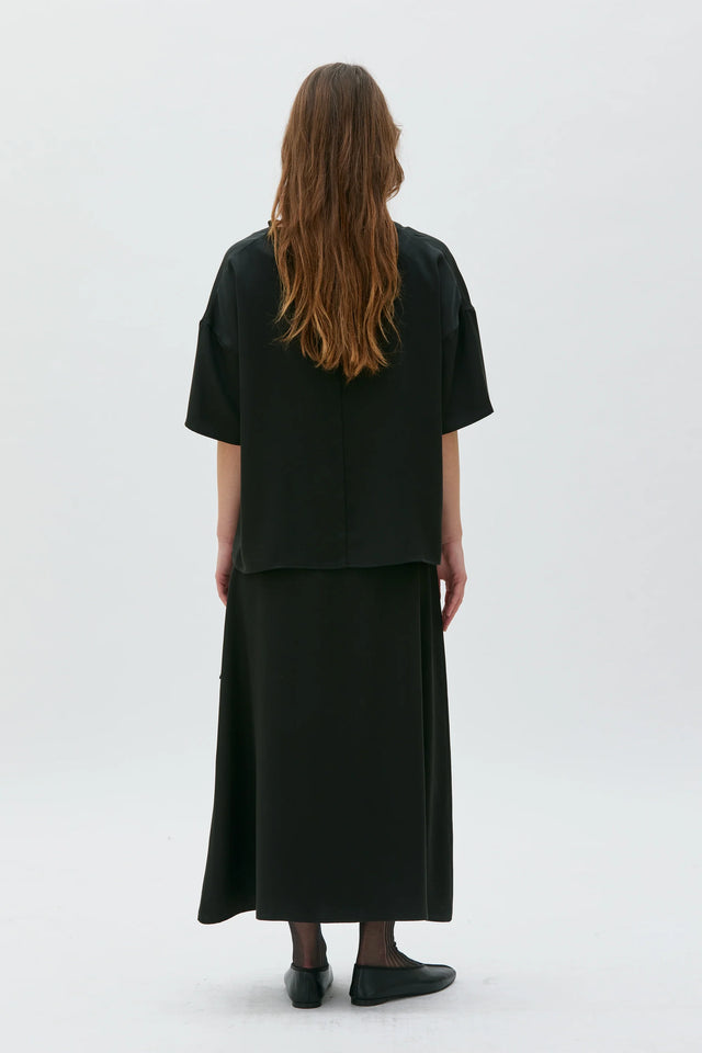 MASKA | VENLA Satin Skirt | Deep Night Blue