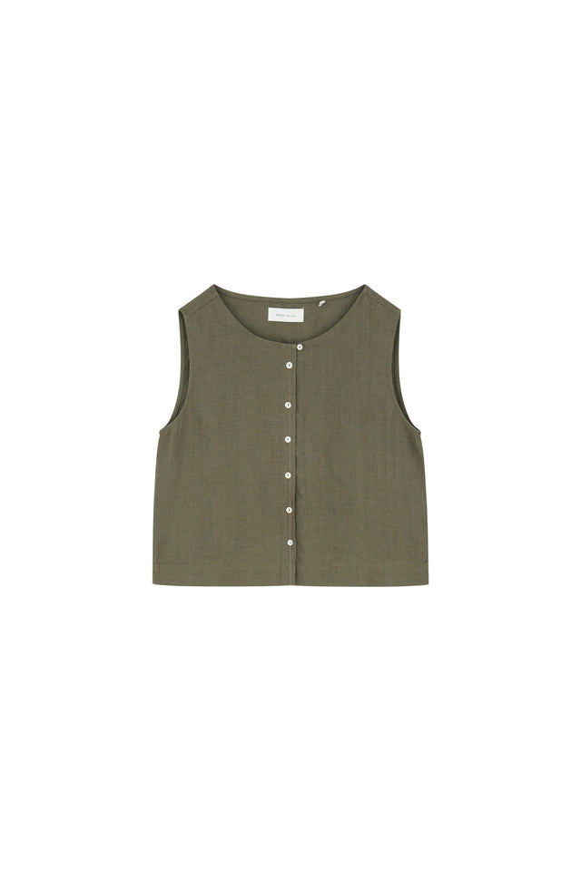 Skall Studio | VETIVER Linen Top | Khaki
