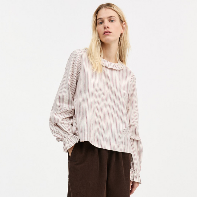 Skall Studio | CORNFLOWER Blouse | Raspberry stripe