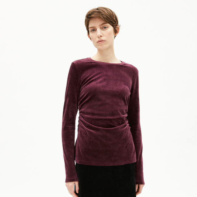 Armedangels | LORA Organic Velour Top | Cranberry
