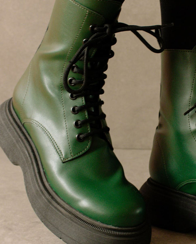 Alohas | Vegan Gouache Combat Boot Cucumber Green