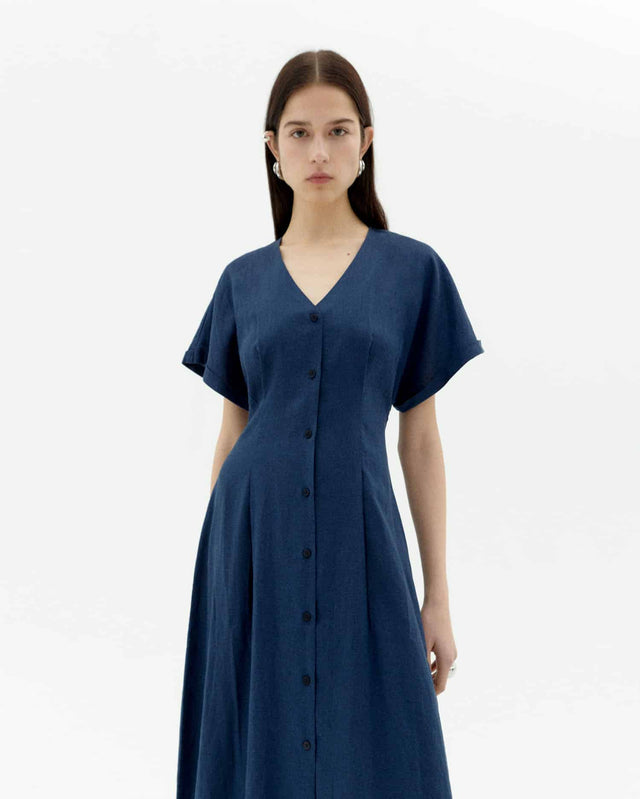 Thinking Mu | LAURA Hemp Dress | Navy