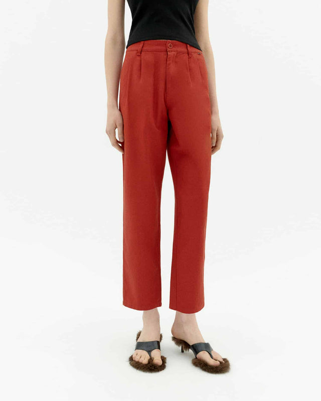 Thinking Mu | Rina Hemp Trouser | Orange Red
