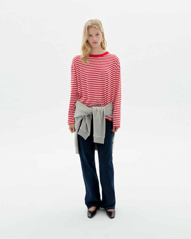 Thinking Mu | EMILY Long Sleeve T-shirt | Red Stripes